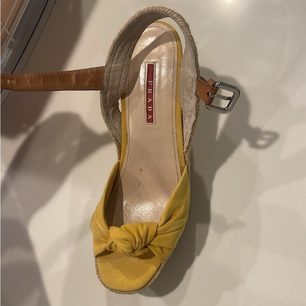 Yellow prada heels